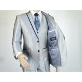 Men Tuxedo Formal Suit ROYAL DIAMOND Slim Fit 3Pc Vested shiny Satin SL82 Silver