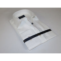 Men 100% Cotton Shirt Manschett Quesste Turkey Slim Fit 6048-02 White Fancy