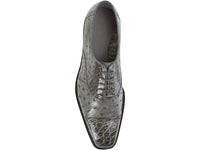 Belvedere Onesto Men Shoes Genuine Ostrich Crocodile Leather Gray Cap toe 1419