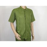 Men Silversilk 2pc walking leisure Matching Suit Italian woven knits 51016 Green