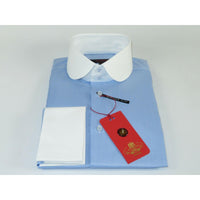 Men's Axxess Turkey 100% Egyptian Cotton Shirt English Curve Collar 222-24 Blue