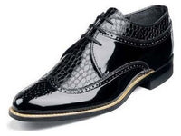 Stacy Adams Mens Black Shoes Dayton Wingtip Shiny Leather Tuxedo 00605-01