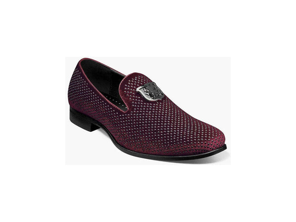Stacy Adams Men Shoes Swagger Studded Slip On Satin Burgundy 25228-601
