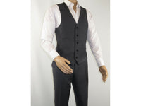 Mens RENOIR Vest Wool 140 Adjustable ,V-Neck two Pocket Full Lining 508 Mid Gray