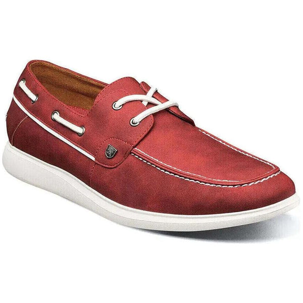 Stacy Adams Reid Moc Toe Lace Up Boat Shoes Lightweight Red 25592-600