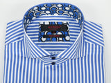 Men Dress Shirts AXXESS Turkey 100% Soft Egyptian Cotton 223-17 Blue Stripe