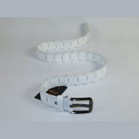 Men Genuine Leather Belt PIERO ROSSI Turkey Crocodile print Hand Stitch 69 White