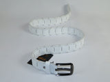 Men Genuine Leather Belt PIERO ROSSI Turkey Crocodile print Hand Stitch 69 White