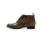 00083-209 Stacy Adams Madison Side Zip Brown Demi Boot Suede Leather Brown