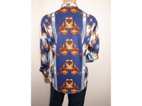 Men's Sports Shirt By Barocco Fashion Printed Long Sleeves Soft Feel ERS401 Blue