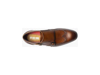 Stacy Adams Karson Wingtip Double Monk Strap Shoes Leather Cognac 25570-221