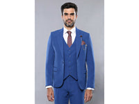 Men 3 Piece Suit WESSI by J.VALINTIN Extra Slim Fit JV3 Light Blue TURKEY USA