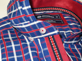 Men Oscar Banks Turkey Shirt All Egyptian Cotton Wrinkle less 5844-08 navy red