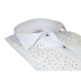 Men CEREMONIA Tuxedo Shirt Rhinestone Cotton Turkey #Milano 13 White Wing Tip