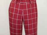 Men INSERCH premium Soft Cool Linen  2pc Walking Leisure suit 7098 Red Plaid