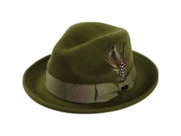 Men BRUNO CAPELO Hat Wool Fur look Fedora Soft Crushable LUCIOUS Olive Lu104