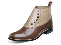 Men Stacy Adams High Top Boot Madison Biscuit Toe Brown Taupe Side Zip 00026-249