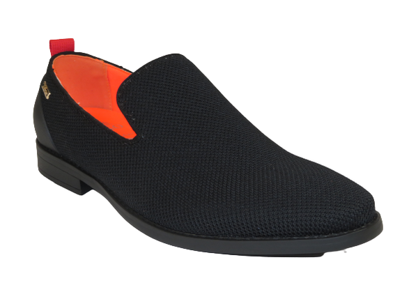 Men Tayno Dressy Casual Knit Fabric Comfortable Slip on Loafer #ALPHA F Black