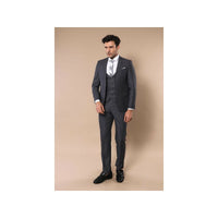 Men 3pc European Vested Suit WESSI J.VALINTIN Extra Slim Fit JV2 Charcoal Gray