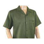 Men 2pc Walking Leisure Suit Short Sleeves By DREAMS 256-04 Solid Olive Green