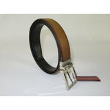 Mens VALENTINI Textured Leather Belt Pin Buckle Reversible sw68 Tan greenish