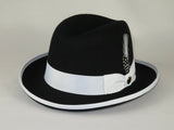 Bruno Capelo Dress Hat Australian Wool Homburg Godfather GF111 Black white