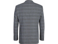 Mens Suit RENOIR English Plaid Window Pane Stretch Slim Fit Comfort 293-14 Gray