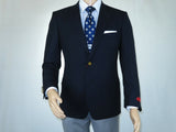 Men's RENOIR Classic Blazer 100% Wool Side vents Metal Buttons Notch 509-2 Navy