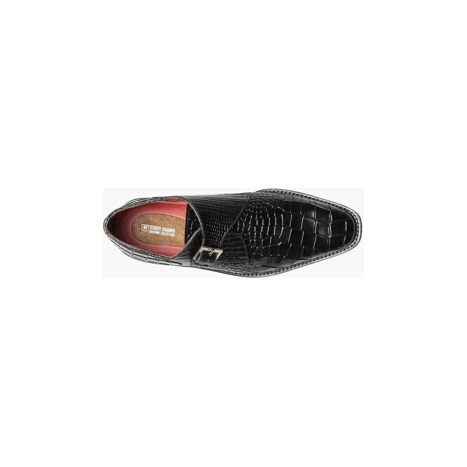 Stacy Adams Rapino Plain Toe Monk Strap Shoes Animal Print Black 25637-001