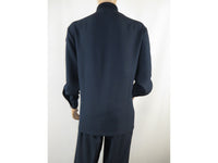 Men Silversilk 2pc Fancy walking leisure suit Italian woven knits 4407 Navy Blue