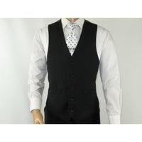 Mens RENOIR Vest Wool 140 Adjustable ,V-Neck two Pocket Full Lining 508-1 Black