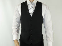 Mens RENOIR Vest Wool 140 Adjustable ,V-Neck two Pocket Full Lining 508 Black