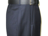 Mens MANTONI Pleated Dress Pants 100% Wool Super 140's Classic Fit 40901 Navy