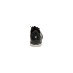25662-001 Stacy Adams Sync Plain Toe Elastic Lace Up Sneaker Shoes Leather Black