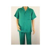 Men 2pc Walking Leisure Suit Short Sleeves By DREAMS 255-14 Solid Emerald green