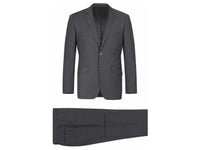 Men RENOIR suit Solid Two Button Business or Formal Slim Fit 202-1 Charcoal gray