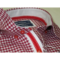 Men Oscar Banks Turkey Shirt All Egyptian Cotton Wrinkle less 5848-01 Red Check