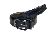 Men Genuine Leather Belt PIERO ROSSI Turkey Soft Crocodile print 1014 Navy Blue