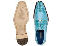 Men's Belvedere Shoes Valter Genuine Caiman Crocodile ,Lizard Summer Blue 1480