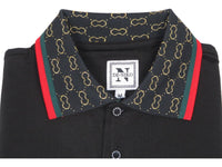Men Sports Shirt DE-NIKO Short Sleeves Cotton Fashion Polo Shirt DBK113 Black