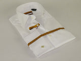 Mens long sleeves Cotton Shirt French Cuffs Wrinkle Resistance ENZO 61102 White