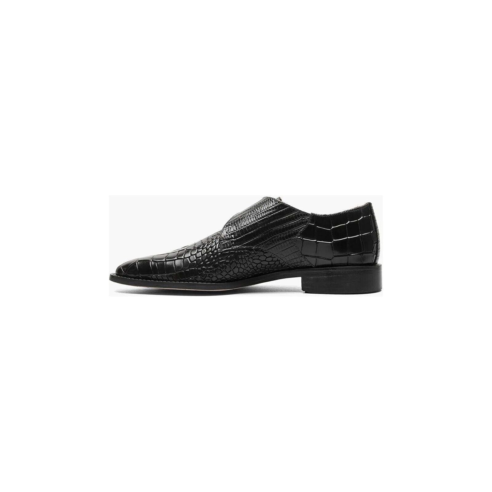 Stacy Adams Rapino Plain Toe Monk Strap Shoes Animal Print Black 25637-001