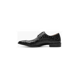 Men's Stacy Adams Fanelli Modified Wingtip Oxford  Shoes Ostrich Black 25536-001