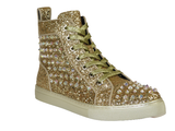 Mens High Top Shoes By FIESSO AURELIO GARCIA ,Spikes Rhine stones 2409 Gold