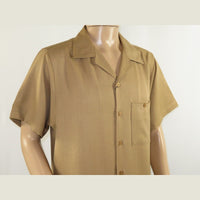 Men 2pc Walking Leisure Suit Short Sleeves By DREAMS 255-23 Solid Safari Tan