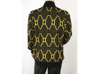 Mens SILVERSILK Fancy Thick Sweater Jacket Zipper Pockets Mock 4202 Black Gold