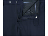 Men Renoir Flat Front Pants 100% Soft Wool Super 140's Classic Fit 508 Navy Blue