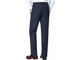 Men Renoir Flat Front Pants 100% Soft Wool Super 140's Classic Fit 508 Navy Blue