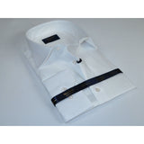 Men 100% Cotton Shirt Manschett Quesste Turkey Slim Fit 6040-01 White Pin dot