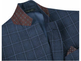 Men's Soft Wool Sport Coat English Plaid Window Pane 556-4 Navy Blue Renoir